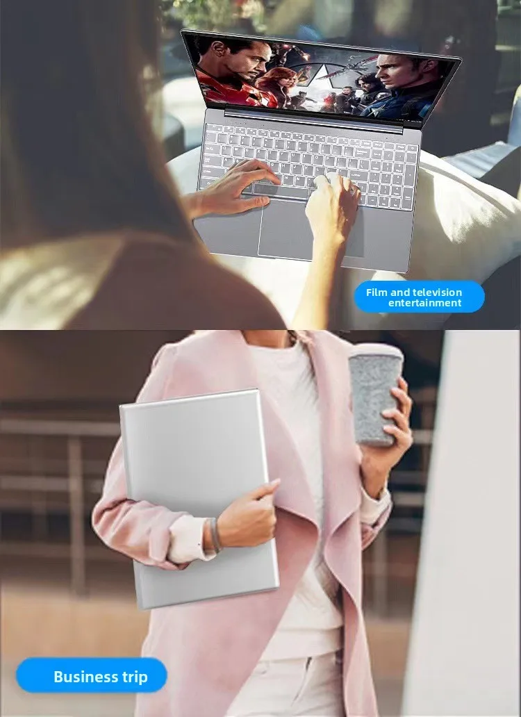 14" Ultra Slim Laptop 12GB RAM 128 256 512GB 1TB SSD Windows 11 J3455 Notebook Gamer 1920*1080 Display Office Study Computer PC