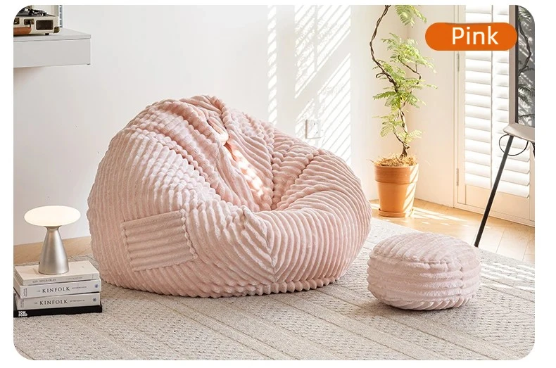 Pouf Modular Upholstered Bean Bag Sofas Glass Sleeping Function Rocking Bean Bag Sofas Beads Cushion Puff Con Relleno Furniture