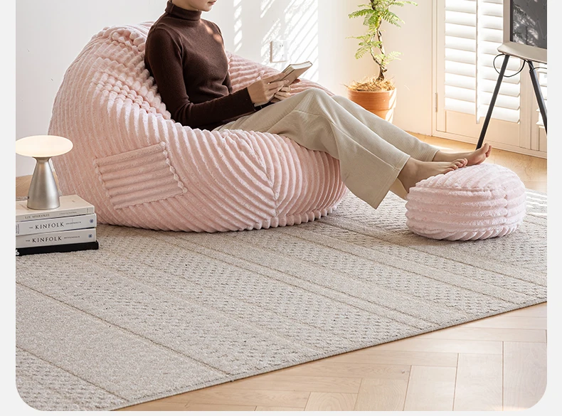 Pouf Modular Upholstered Bean Bag Sofas Glass Sleeping Function Rocking Bean Bag Sofas Beads Cushion Puff Con Relleno Furniture