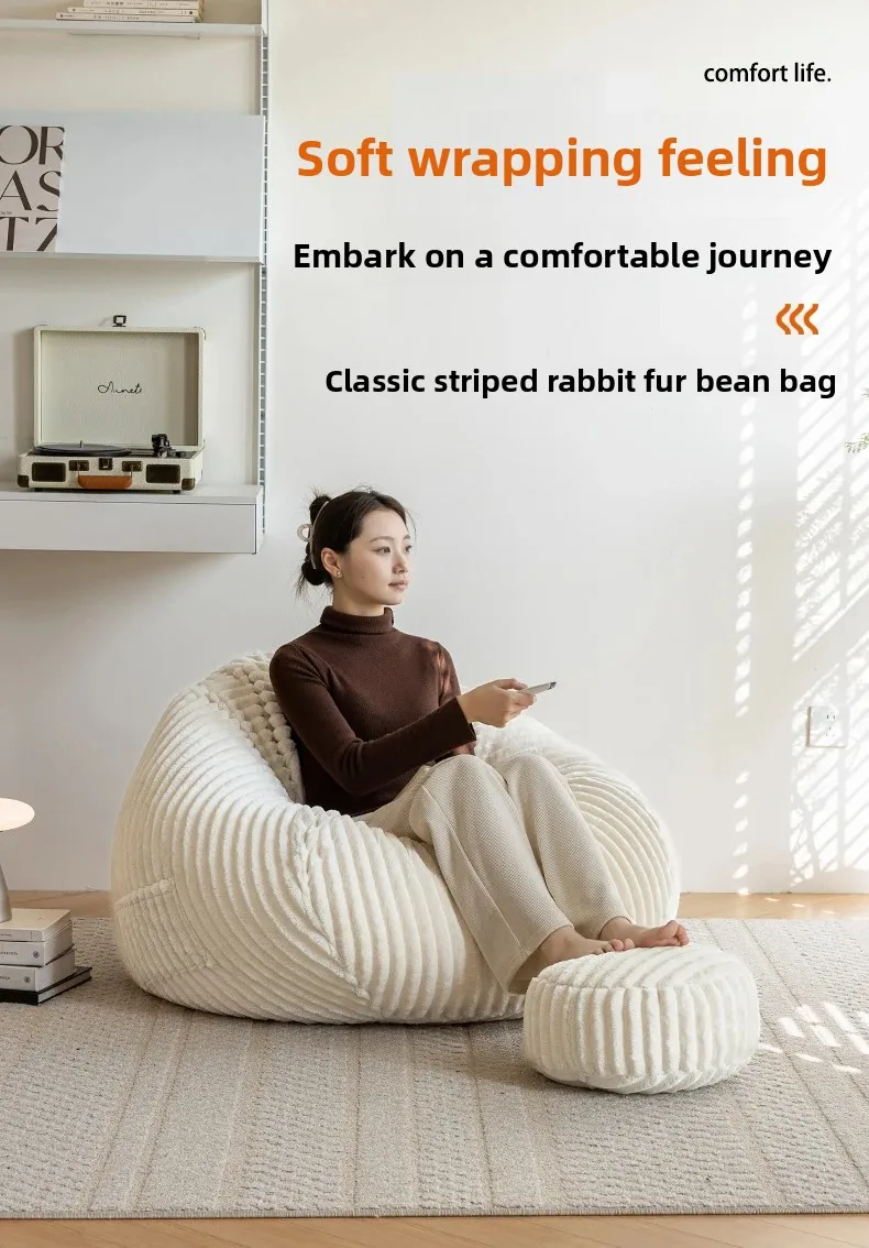 Pouf Modular Upholstered Bean Bag Sofas Glass Sleeping Function Rocking Bean Bag Sofas Beads Cushion Puff Con Relleno Furniture