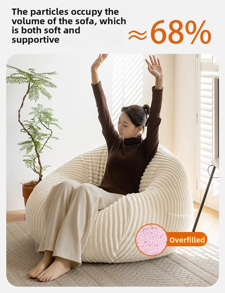 Pouf Modular Upholstered Bean Bag Sofas Glass Sleeping Function Rocking Bean Bag Sofas Beads Cushion Puff Con Relleno Furniture