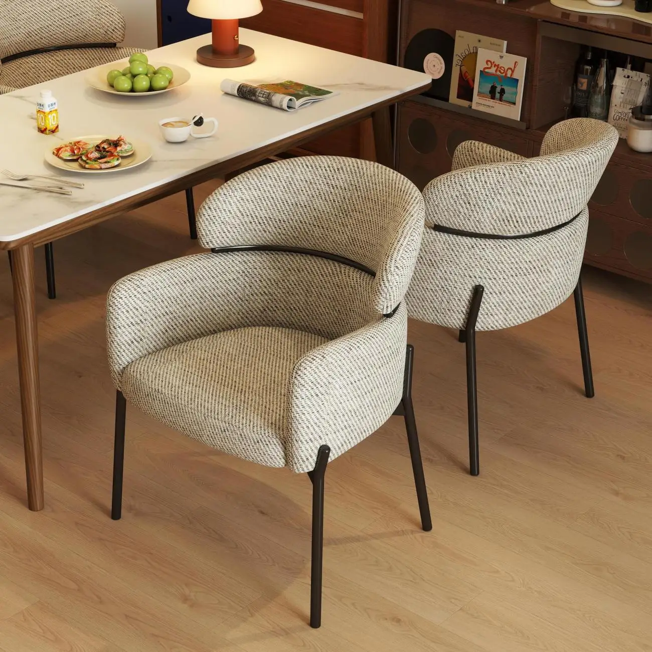 Italian Minimalist Dining Chair Light Luxury Home Retro Restaurant Hotel Chair Light Luxury Nordic Dining Table Backrest Chair