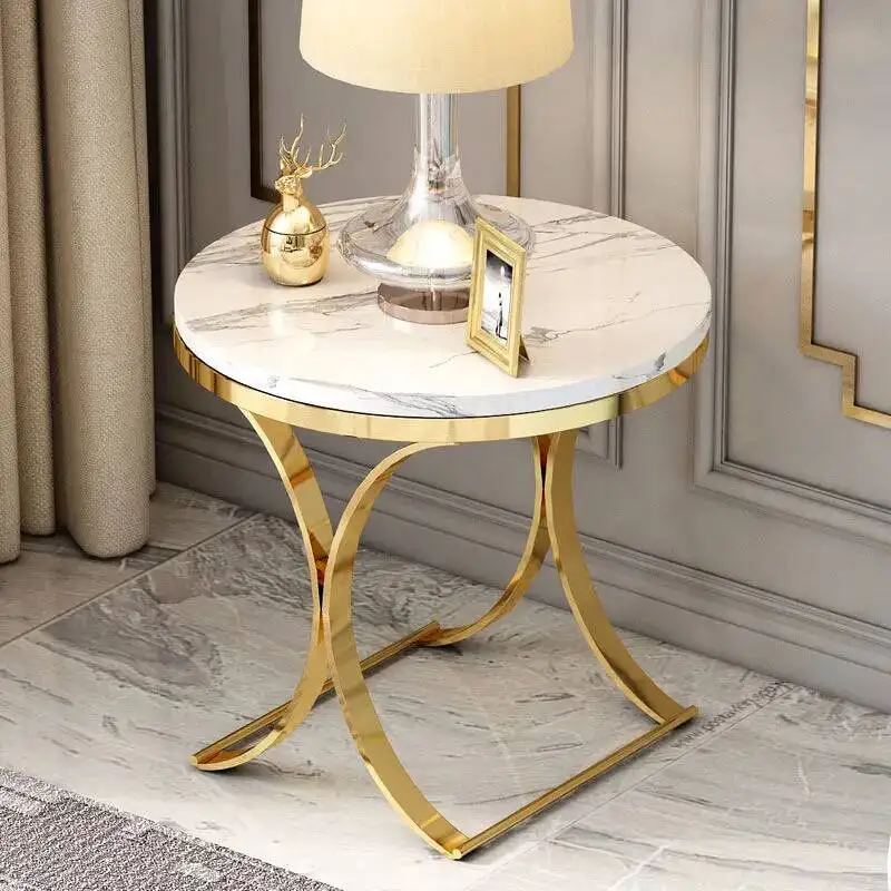 Light Sofa Table Italian Rock Luxury Living Room Plate Storage Table Coffee Coffee Balcony Round Table Side Tables
