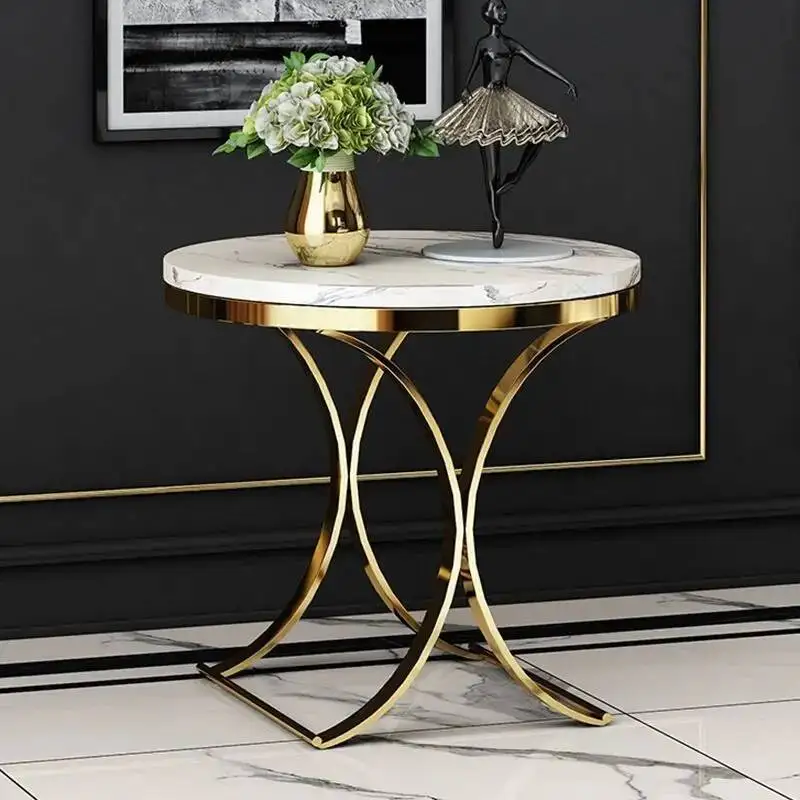 Light Sofa Table Italian Rock Luxury Living Room Plate Storage Table Coffee Coffee Balcony Round Table Side Tables