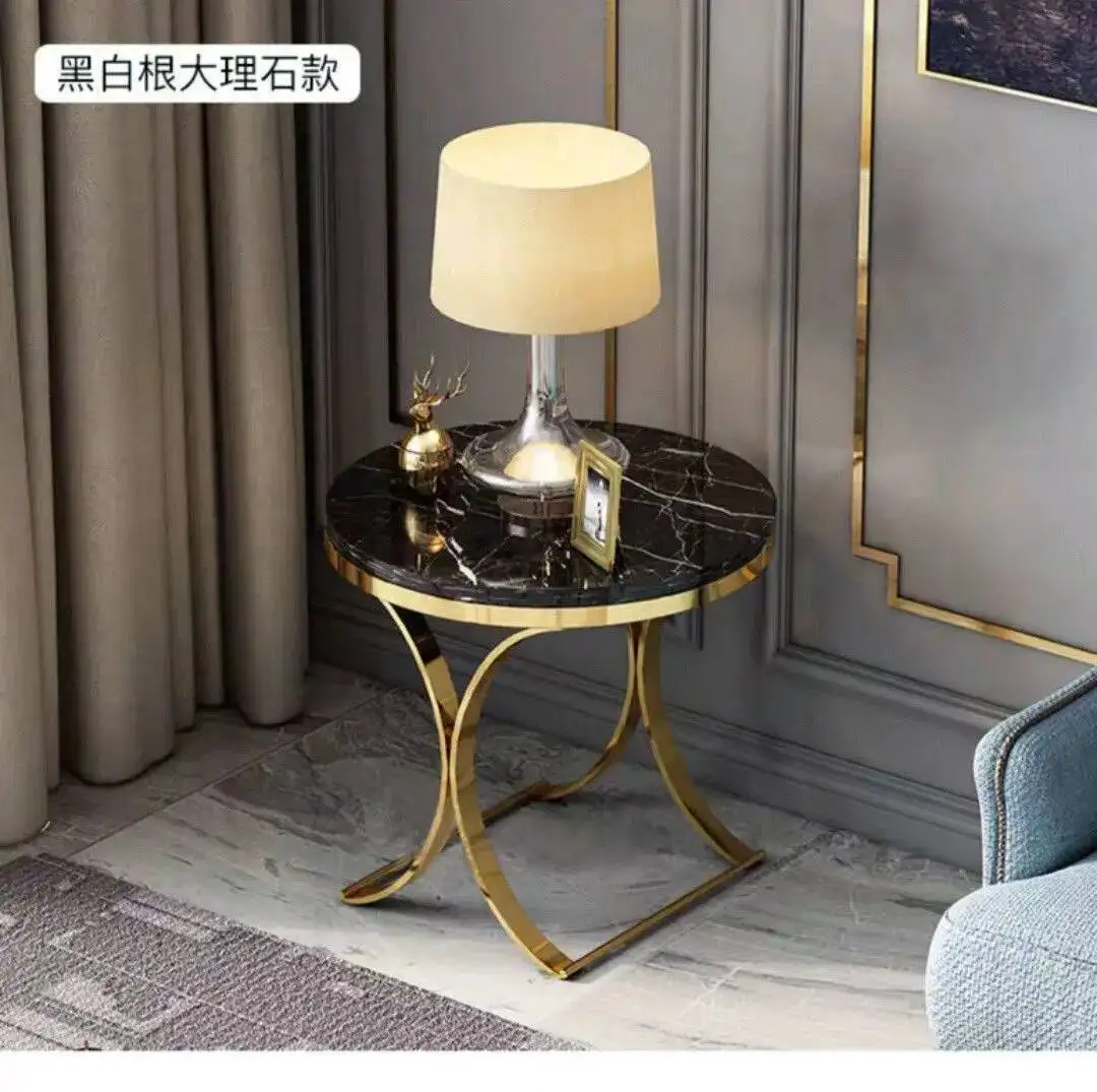 Light Sofa Table Italian Rock Luxury Living Room Plate Storage Table Coffee Coffee Balcony Round Table Side Tables