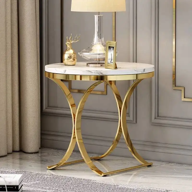 Light Sofa Table Italian Rock Luxury Living Room Plate Storage Table Coffee Coffee Balcony Round Table Side Tables