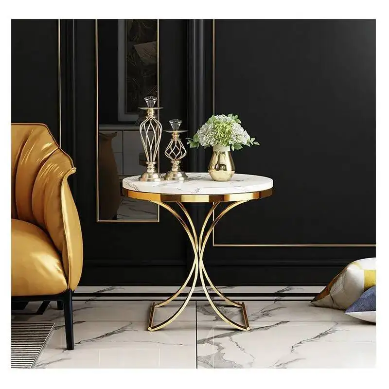 Light Sofa Table Italian Rock Luxury Living Room Plate Storage Table Coffee Coffee Balcony Round Table Side Tables