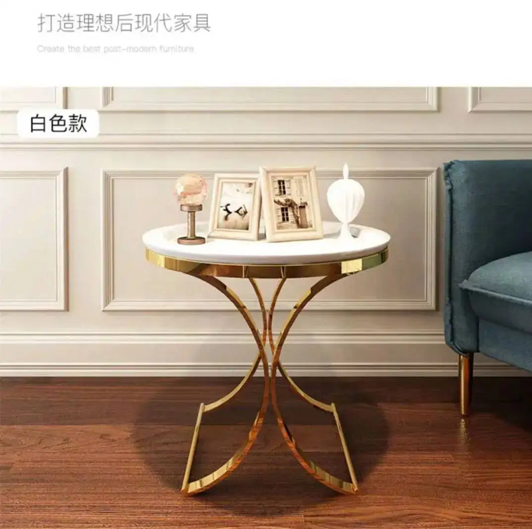 Light Sofa Table Italian Rock Luxury Living Room Plate Storage Table Coffee Coffee Balcony Round Table Side Tables