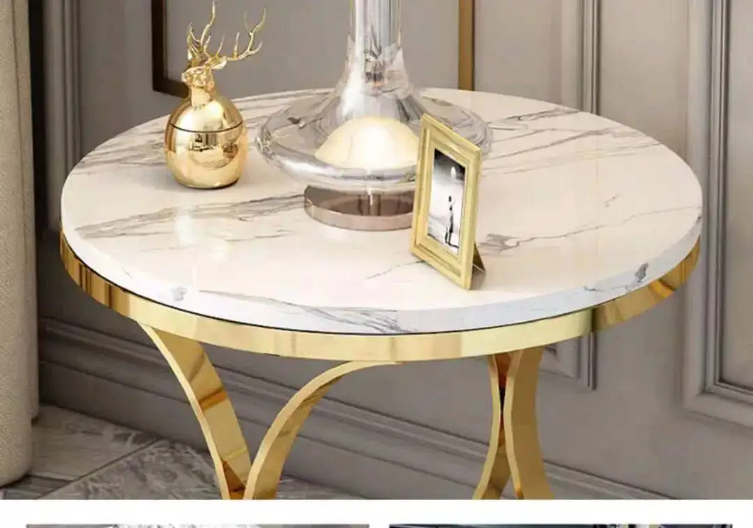 Light Sofa Table Italian Rock Luxury Living Room Plate Storage Table Coffee Coffee Balcony Round Table Side Tables