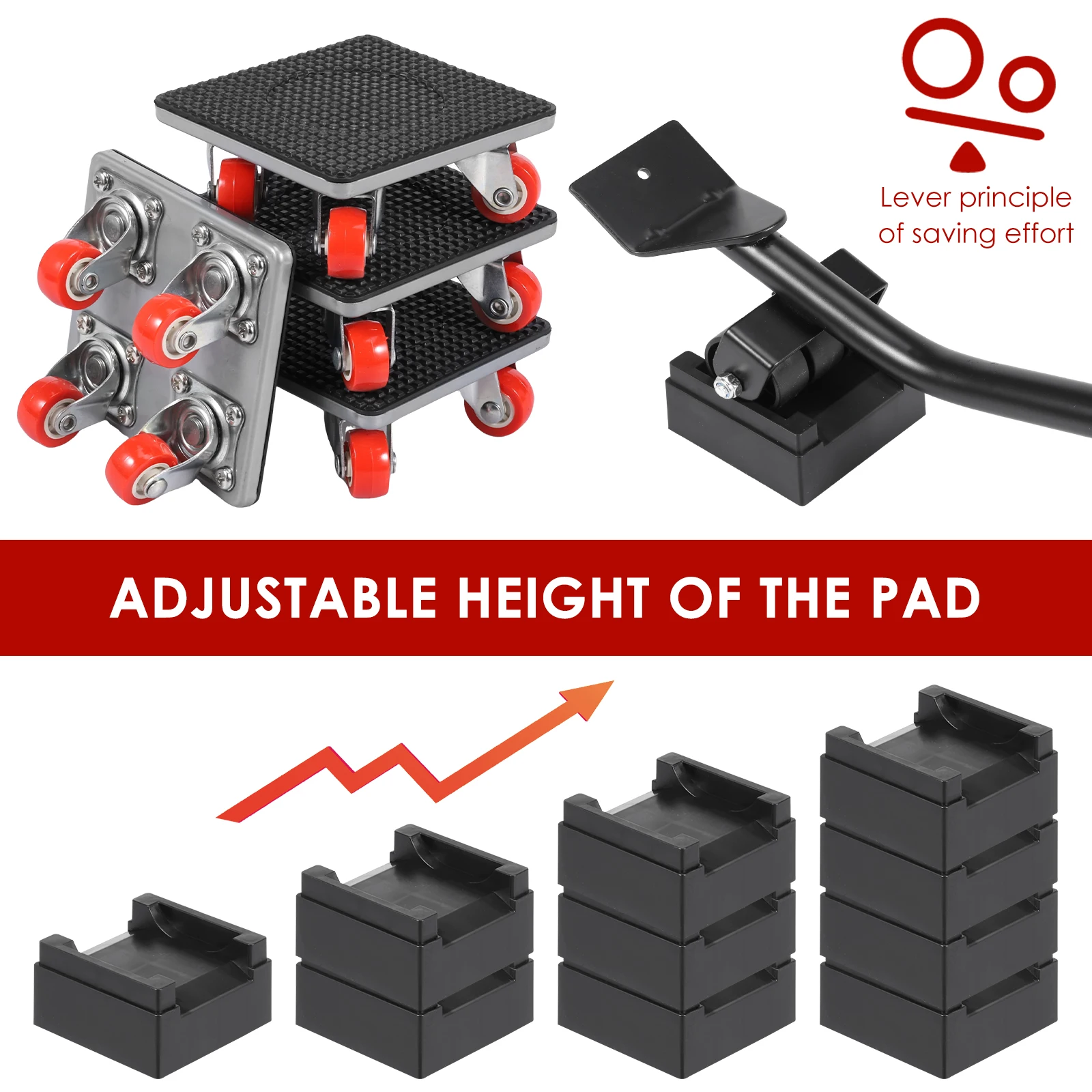 5/7 Pcs Furniture Mover Tool Set Heavy Stuffs Moving Roller with 360° Rotating Wheels Professional Moving Tools for Moving Sofa
