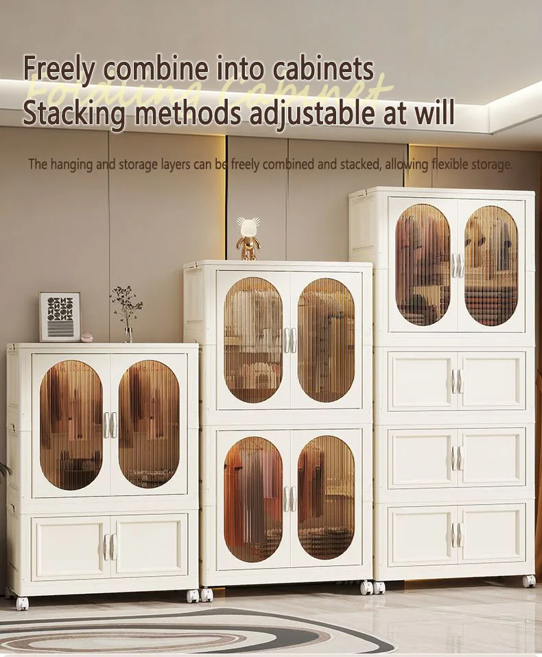 Foldable Baby Closet Plastic Infant Wardrobe Children's Clothing Storage Cabinet for Home Bedroom No Installation Needed