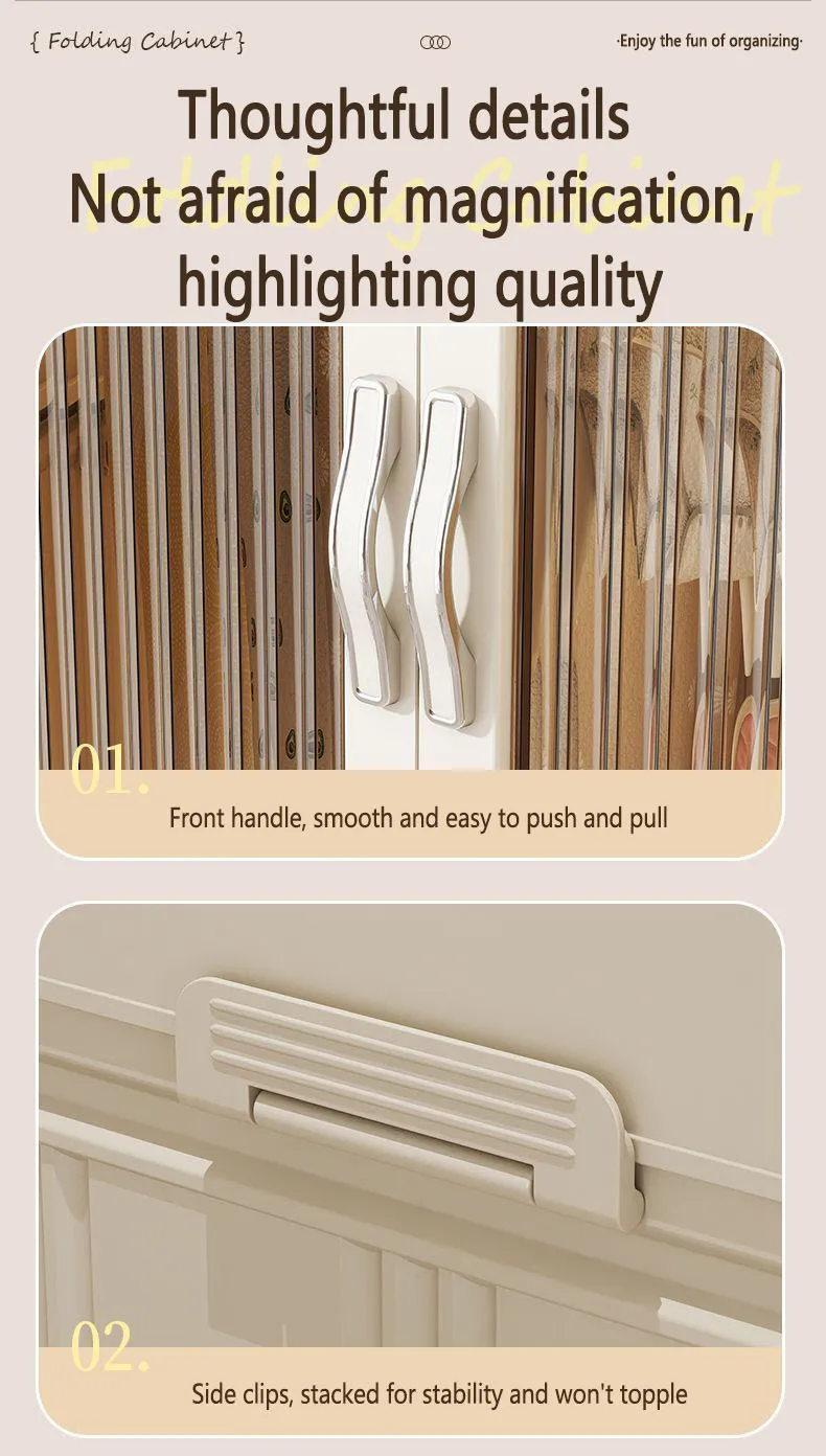 Foldable Baby Closet Plastic Infant Wardrobe Children's Clothing Storage Cabinet for Home Bedroom No Installation Needed