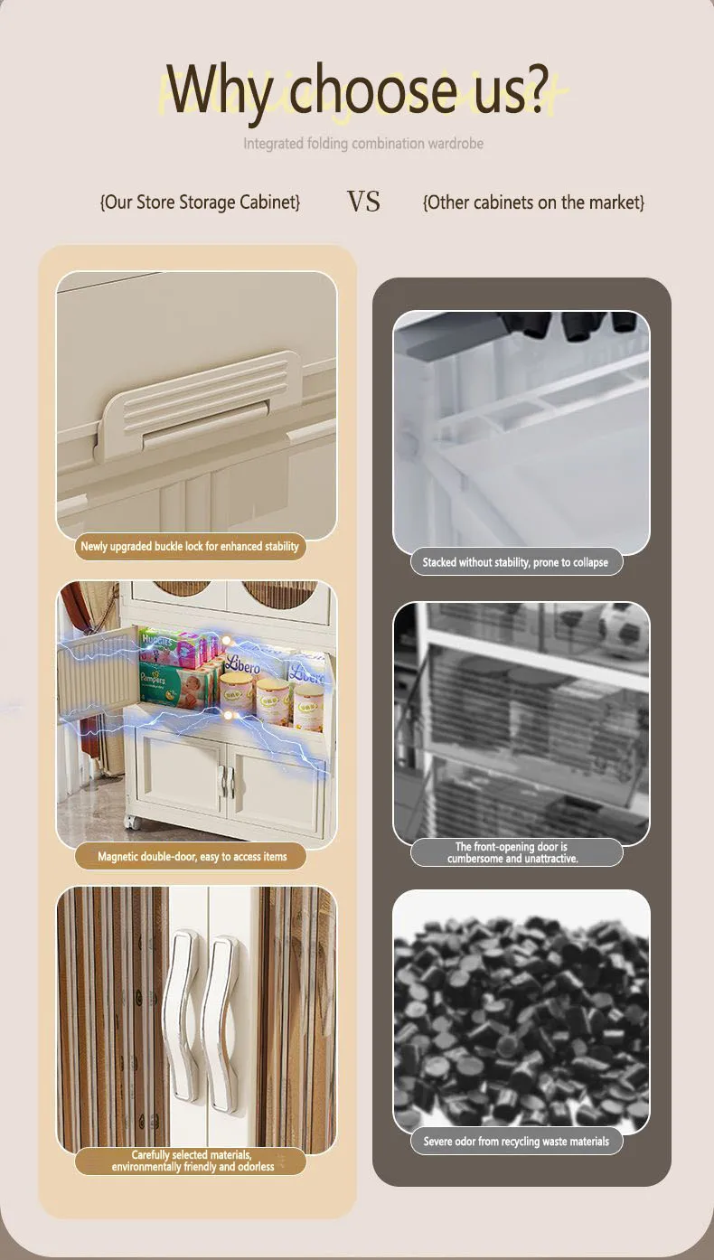 Foldable Baby Closet Plastic Infant Wardrobe Children's Clothing Storage Cabinet for Home Bedroom No Installation Needed