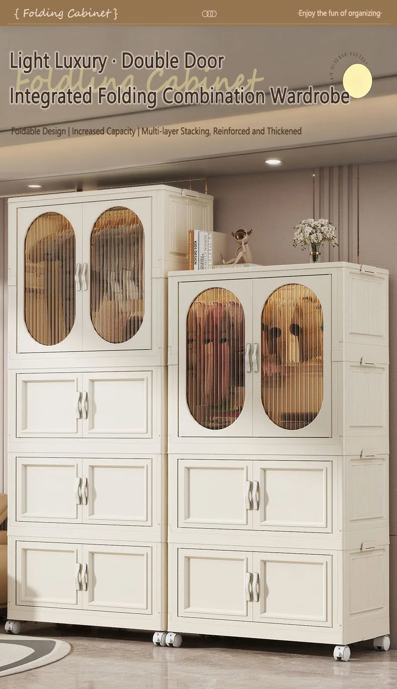 Foldable Baby Closet Plastic Infant Wardrobe Children's Clothing Storage Cabinet for Home Bedroom No Installation Needed