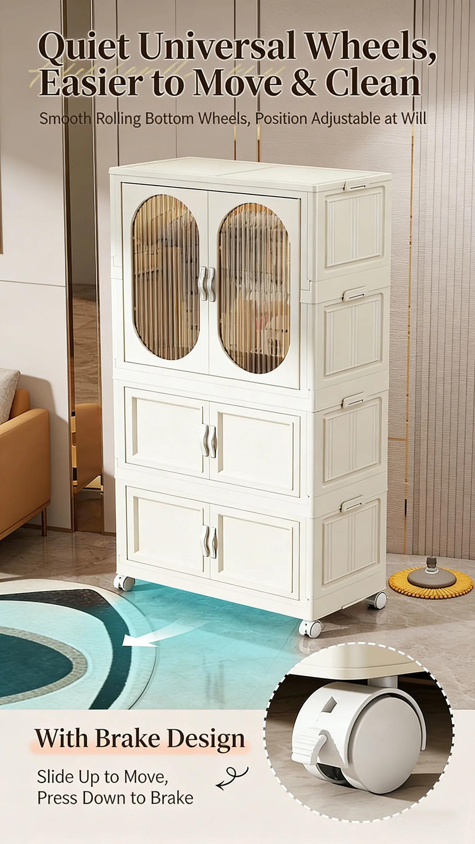 Foldable Baby Closet Plastic Infant Wardrobe Children's Clothing Storage Cabinet for Home Bedroom No Installation Needed