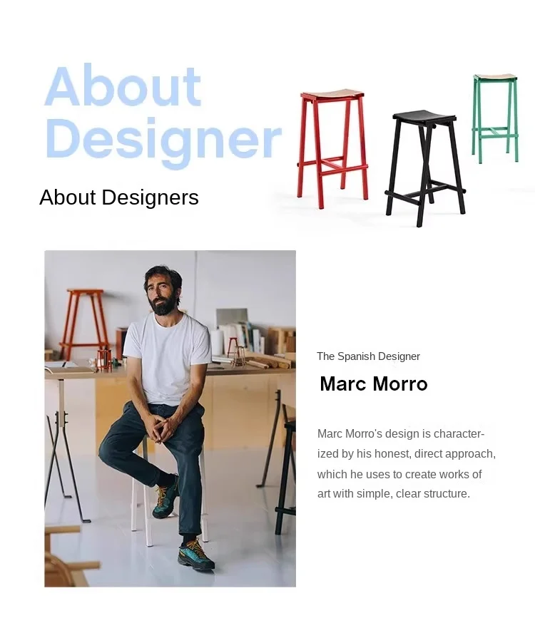 MOMO Wrought Iron Bar Stool Simple Design High Chair for Home Island Cafe Minimalist Designer Stool for Kitchen Table