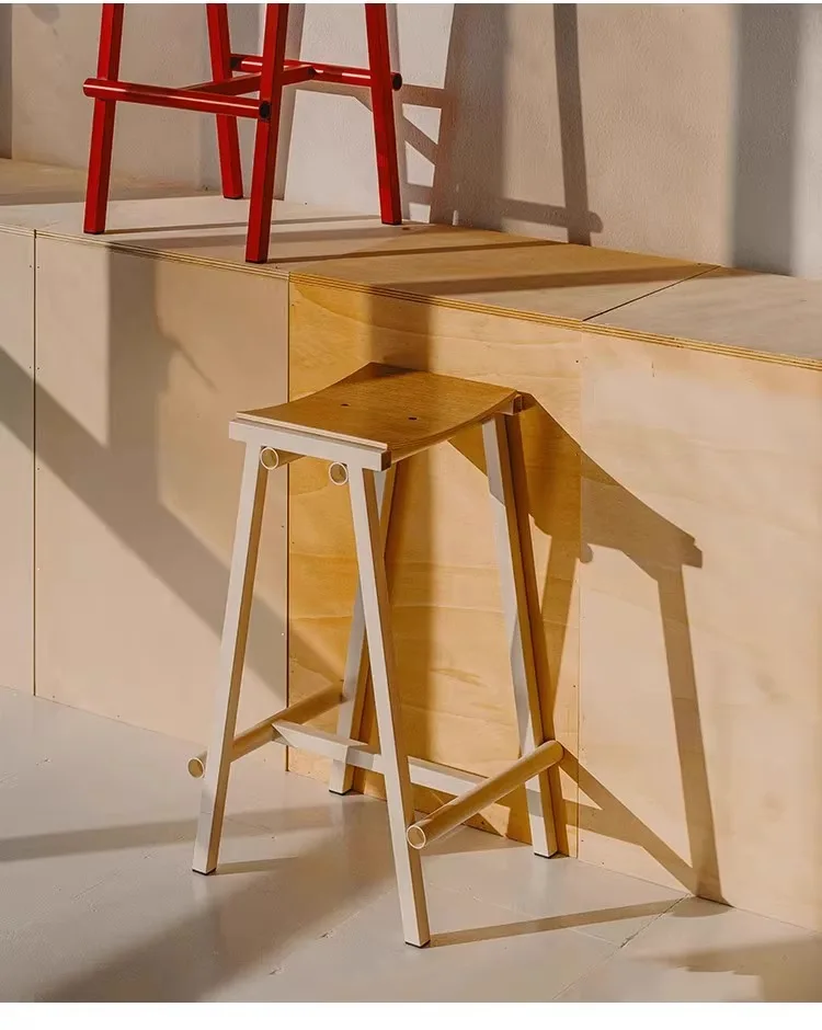 MOMO Wrought Iron Bar Stool Simple Design High Chair for Home Island Cafe Minimalist Designer Stool for Kitchen Table