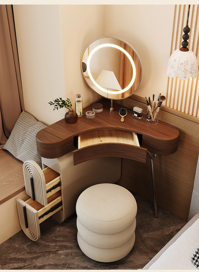 Vintage Unique Vanity Table Aesthetic Elegant Beauty Premium Vanity Table Classic Corner Meuble De Chambre Bedroom Furniture