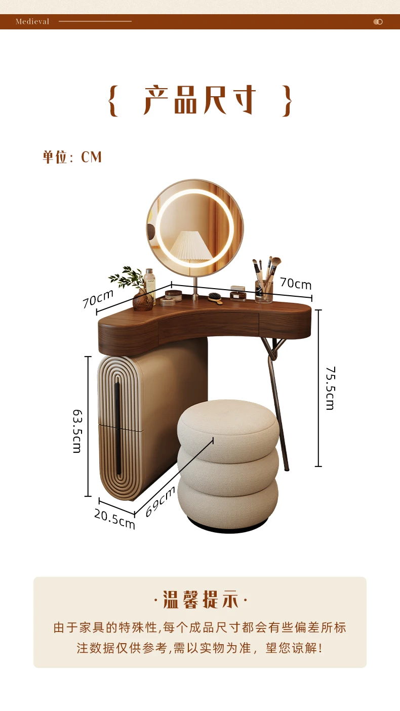 Vintage Unique Vanity Table Aesthetic Elegant Beauty Premium Vanity Table Classic Corner Meuble De Chambre Bedroom Furniture