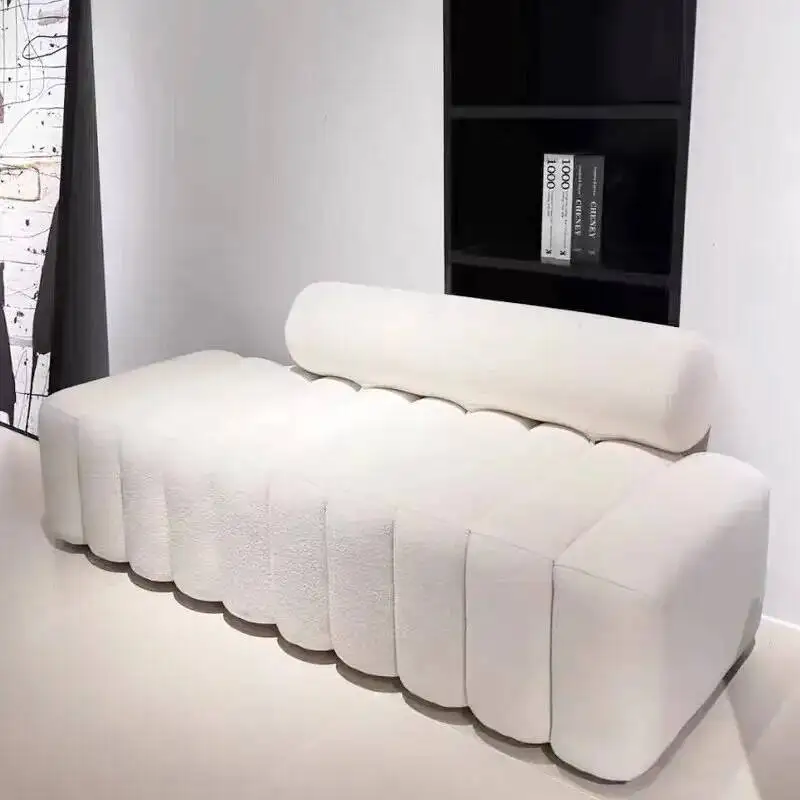 Modern Velvet Striped Block Sofa - Plush Soft Surface, Modular Striped Design, Comfortable Seating for Living Room Home Decor