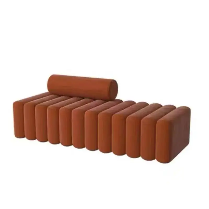 Modern Velvet Striped Block Sofa - Plush Soft Surface, Modular Striped Design, Comfortable Seating for Living Room Home Decor