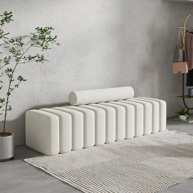 Modern Velvet Striped Block Sofa - Plush Soft Surface, Modular Striped Design, Comfortable Seating for Living Room Home Decor