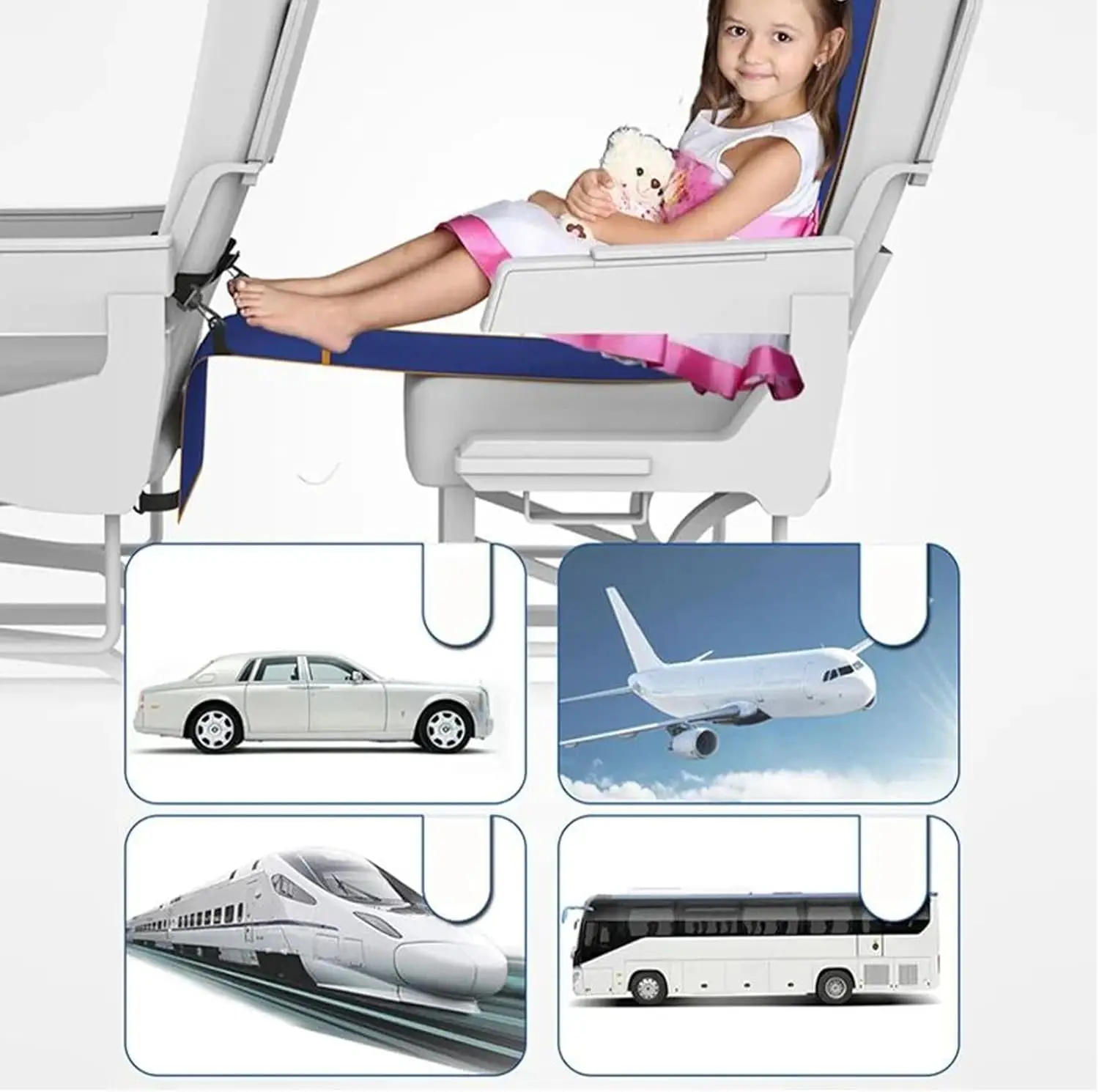 Car Travel Hammock Childen Adults Long Distance Travel Sleeping Bed Bus Hammock Accessories Rests Feet Legs Sleep Artifact