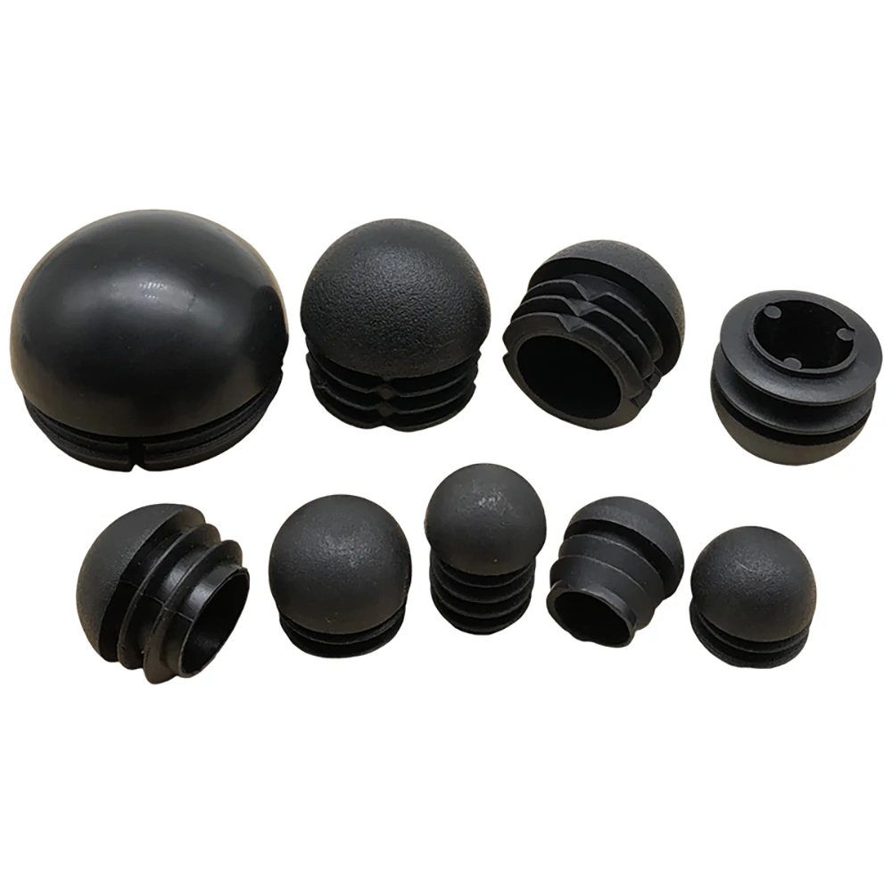 Black Plastic Round Pipe Plug Tube Non-Slip Chair Leg Foot Dust Cover Domed End Caps Floor Protector Pad Dia 13 16 19 20 22-76mm