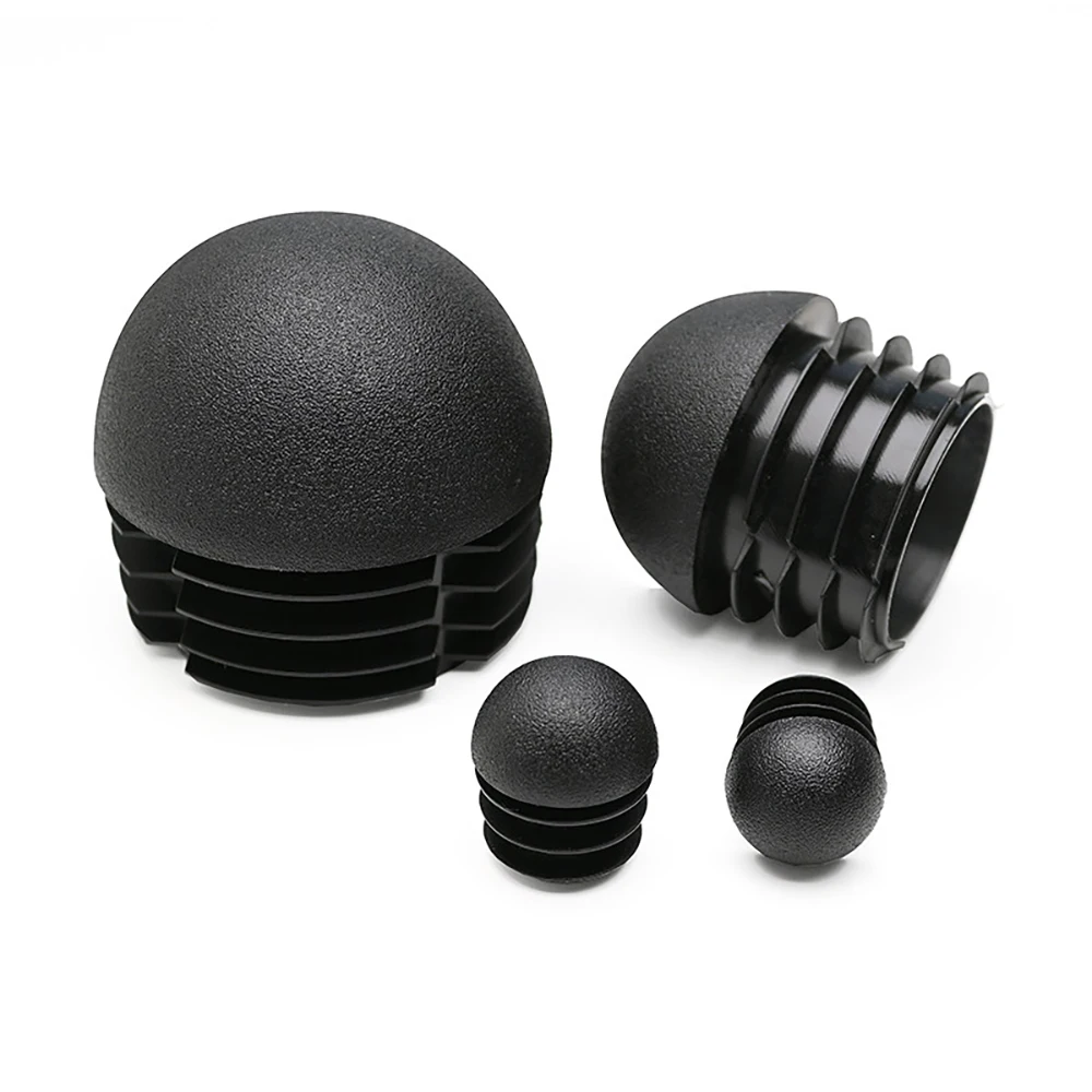Black Plastic Round Pipe Plug Tube Non-Slip Chair Leg Foot Dust Cover Domed End Caps Floor Protector Pad Dia 13 16 19 20 22-76mm