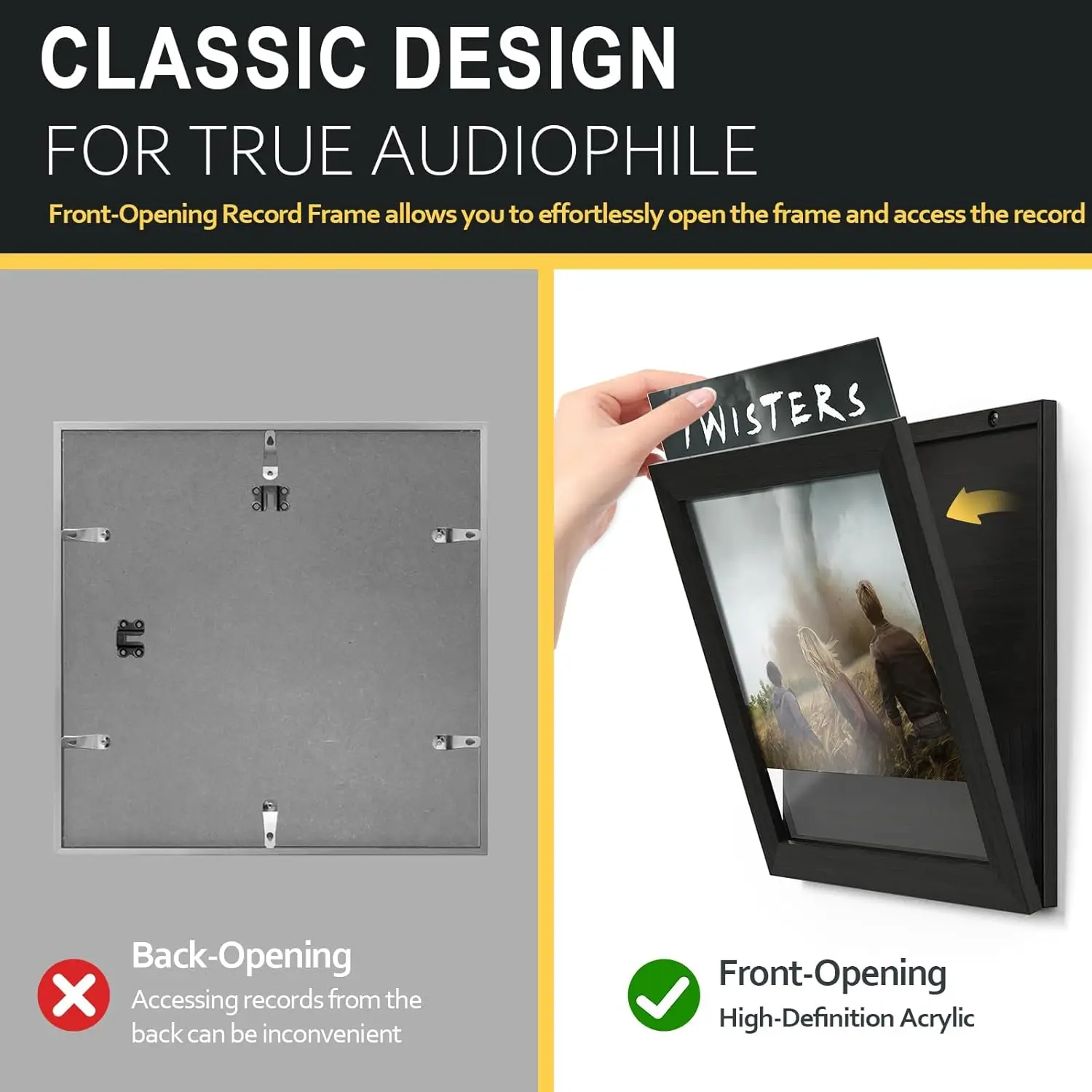 Vinyl Record Frame Album Frames for Vinyl Records Display, Record Frame for 10x10 Inch LP Cover Display