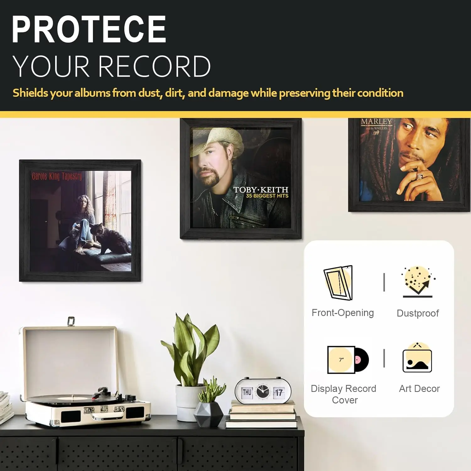 Vinyl Record Frame Album Frames for Vinyl Records Display, Record Frame for 10x10 Inch LP Cover Display