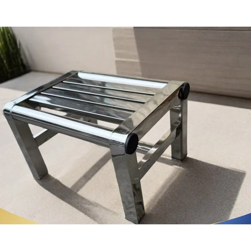 Stainless steel stool Small stool Thickened low stool Load-bearing 100kg Bath foot pedal Quartet antique stainless steel stool