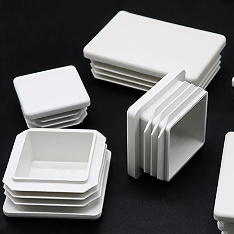 White Square lastic Pipe Plugs Rectangle Blanking End cap tube plug table chair foot cover Dust-Proof
