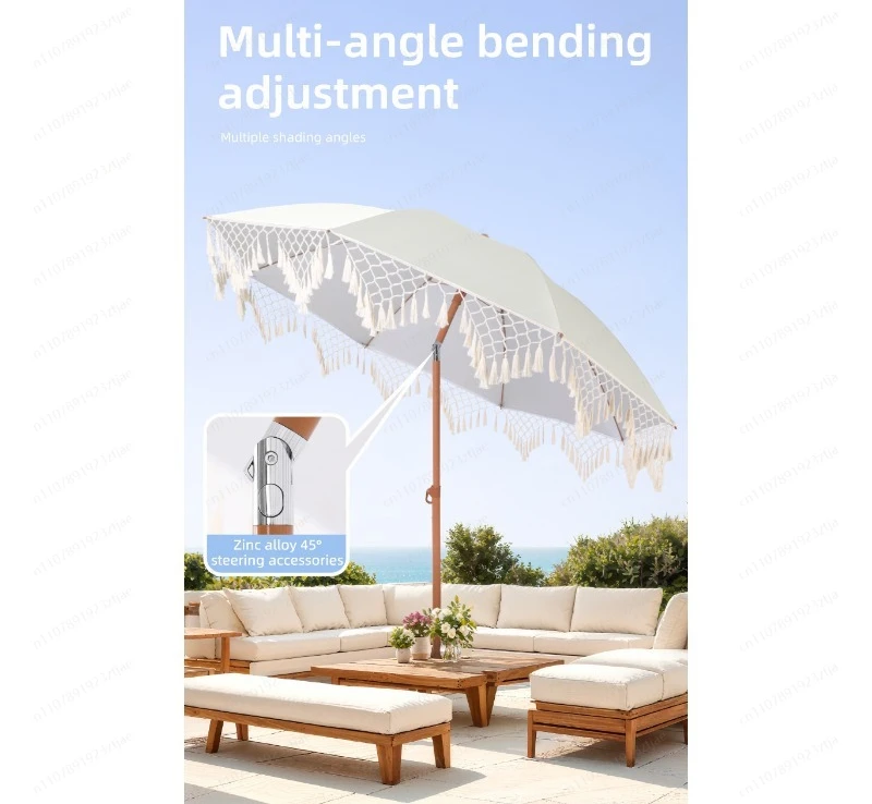 Seaside Resort Beach Umbrella Courtyard Umbrella Tassel Pool Sun Protection Terrace Parasol No Base