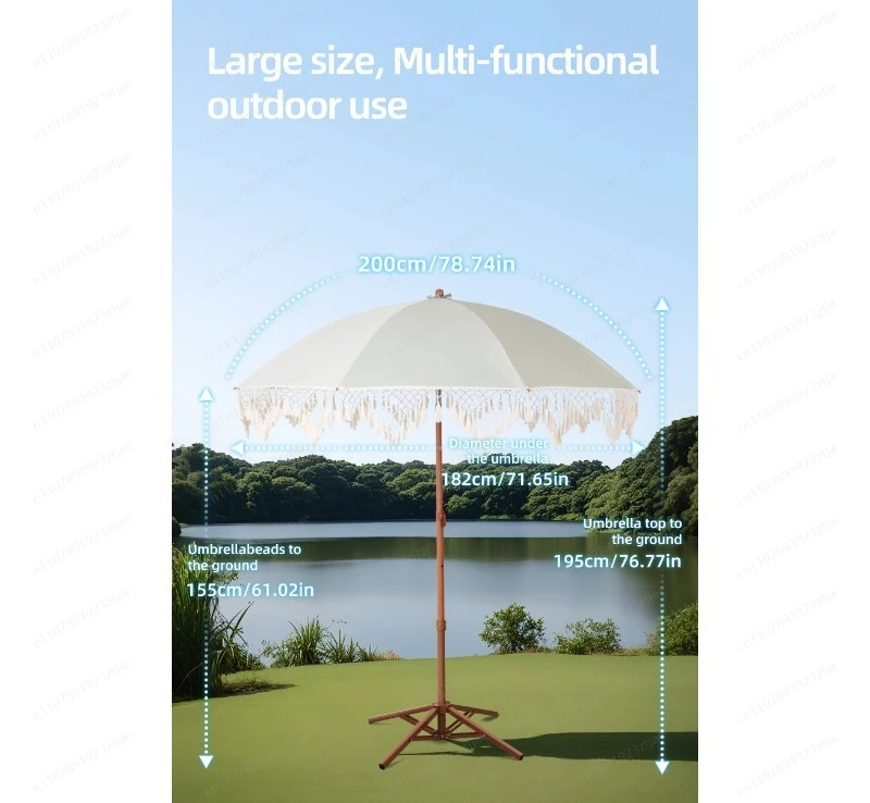 Seaside Resort Beach Umbrella Courtyard Umbrella Tassel Pool Sun Protection Terrace Parasol No Base