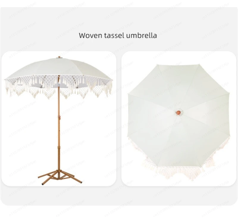Seaside Resort Beach Umbrella Courtyard Umbrella Tassel Pool Sun Protection Terrace Parasol No Base