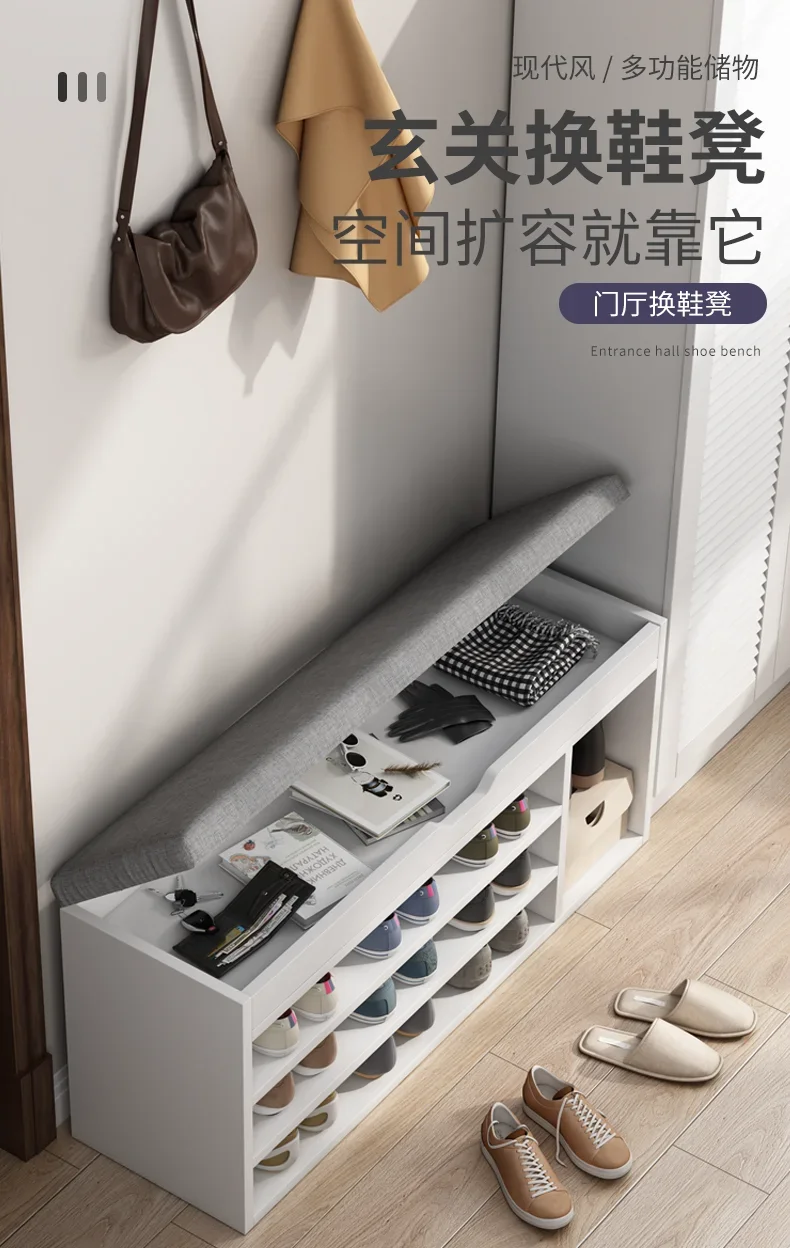 Space Saving Entryway Shoe Rack Bench with Seat for Home Hallway Living Room Dorm Easy Assembly Multipurpose Storage Organizer