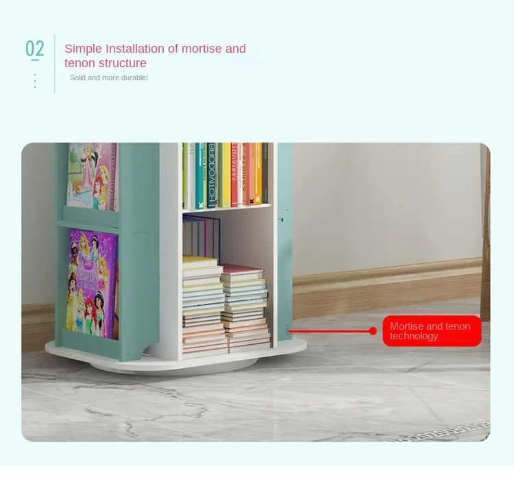 Creative Floor Bookcase Children's Illustrated Bookcase Rotating Bookcase Kindergarten Baby Shelves Student Book Storage Shelf