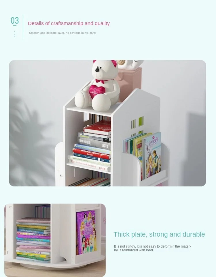 Creative Floor Bookcase Children's Illustrated Bookcase Rotating Bookcase Kindergarten Baby Shelves Student Book Storage Shelf