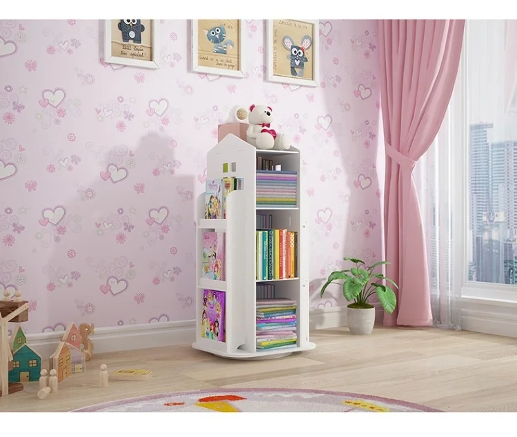 Creative Floor Bookcase Children's Illustrated Bookcase Rotating Bookcase Kindergarten Baby Shelves Student Book Storage Shelf