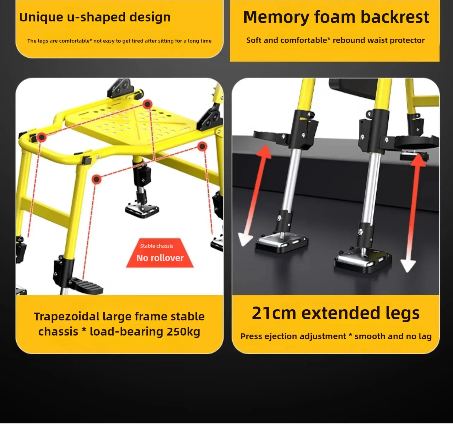 Chair- Multi-Functional All-Terrain Foldable Fishing Seat, Heavy-Duty Portable Stool for Quick-Lock Legs/Riverbank