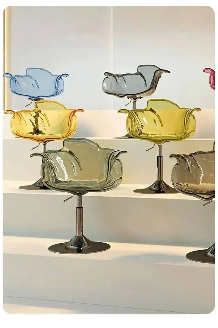 Stylish Transparent Modern Furniture Acrylic Bar Stools, and Balcony Seats, Simple and Luxurious Transparent Petal Dining Chairs