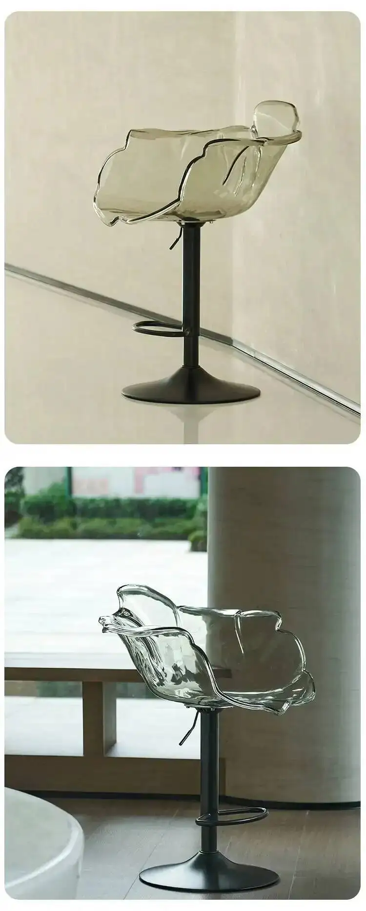Stylish Transparent Modern Furniture Acrylic Bar Stools, and Balcony Seats, Simple and Luxurious Transparent Petal Dining Chairs