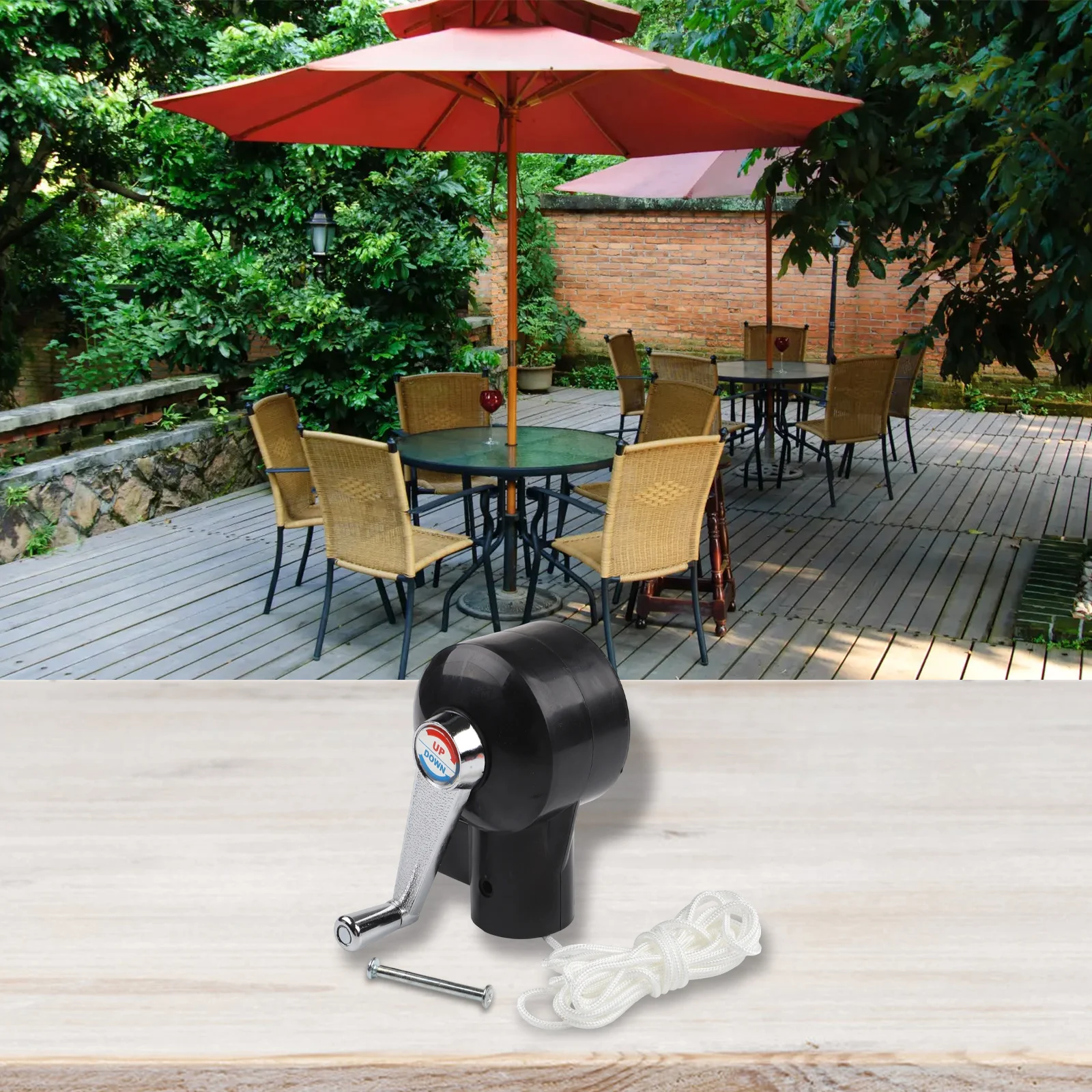 Outdoor Umbrella Crank Handle Replacement For Patio Decks Metal Core With Plastic Grip Fits Most 43mm Shaft Systems