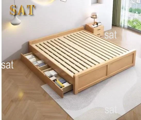 %&Japanese Tatami Bed Frame Simple Modern Minimalist Solid Wooden Tatami Bed Frame