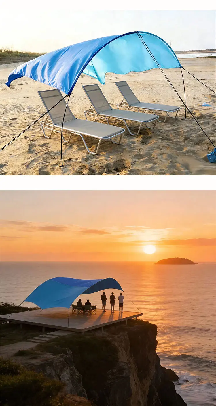 Beach Canopy Portable Quick-open Sunscreen Seaside Wind Power Awning Canopy