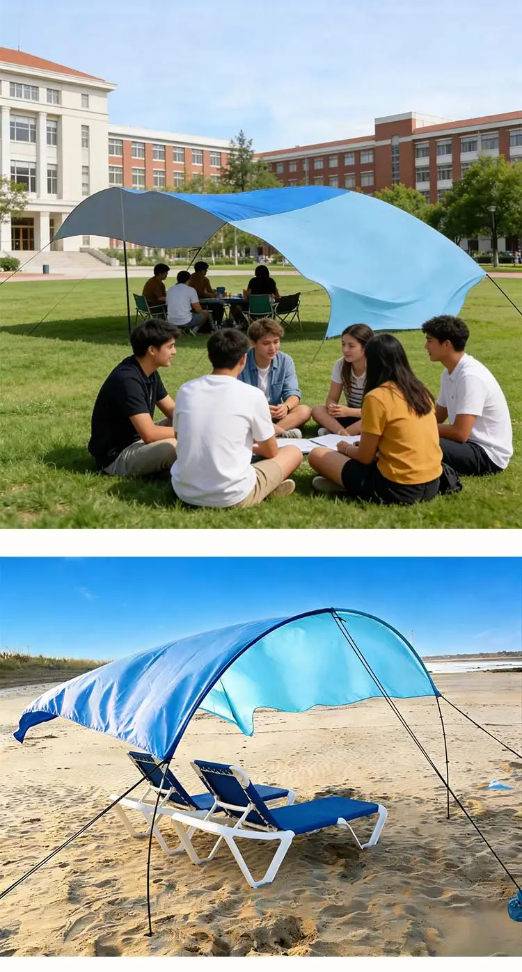 Beach Canopy Portable Quick-open Sunscreen Seaside Wind Power Awning Canopy
