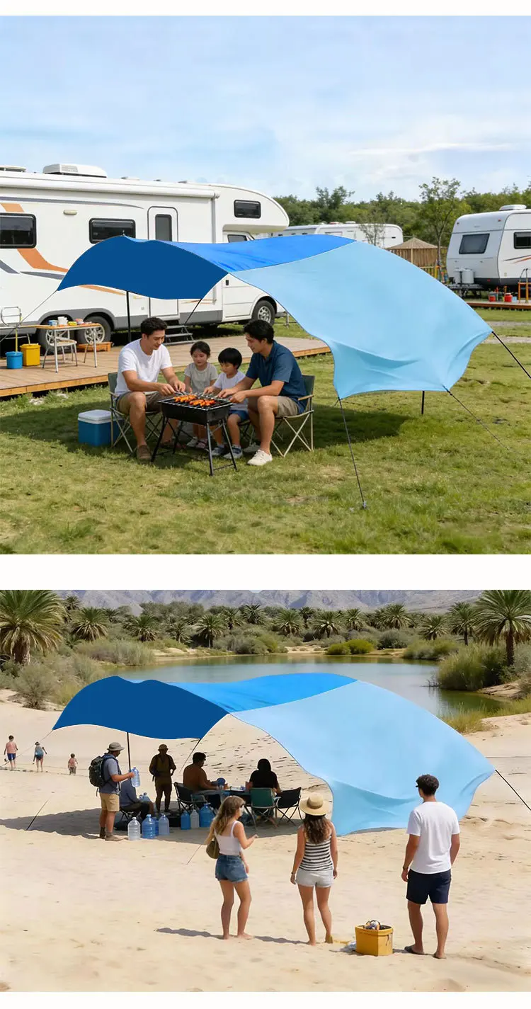 Beach Canopy Portable Quick-open Sunscreen Seaside Wind Power Awning Canopy
