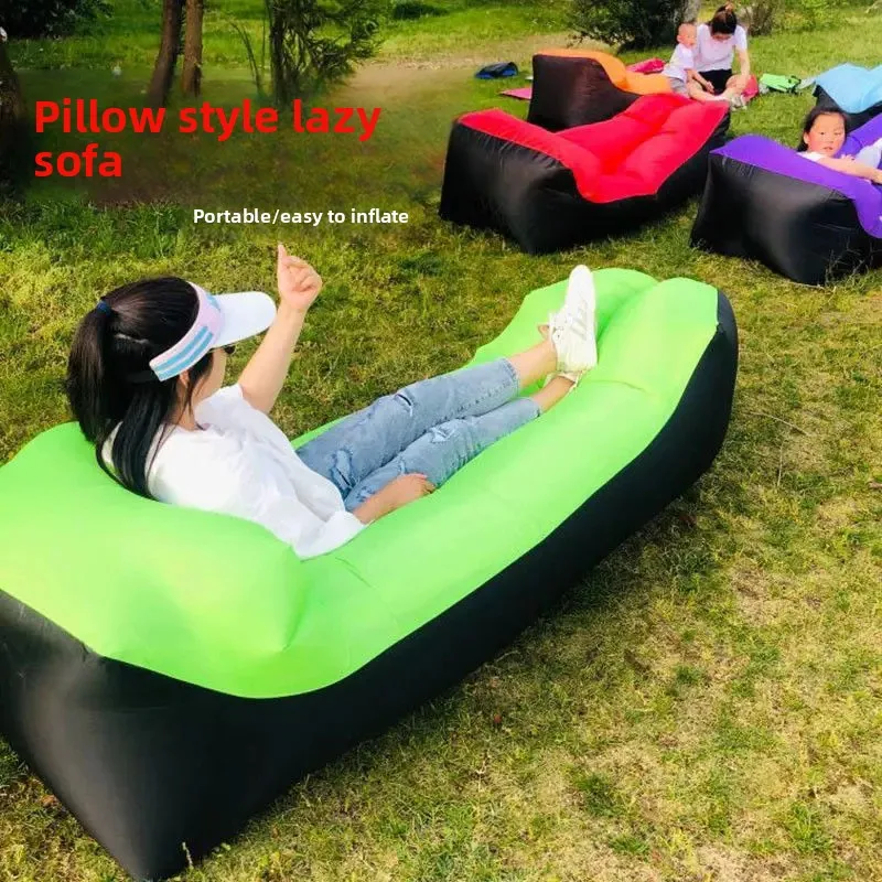Outdoor Portable Inflatable Sofa Inflatable Outdoor Air Sun Inflatable Lounger Blow Up Chair Bag Banana Camping Air Bed Beanbag