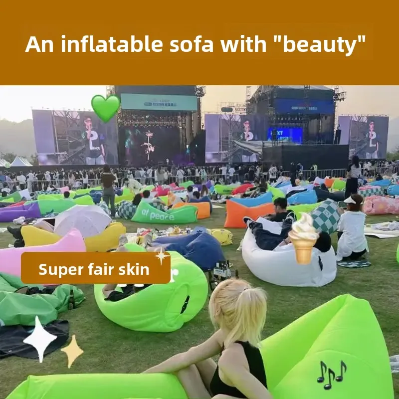 Outdoor Portable Inflatable Sofa Inflatable Outdoor Air Sun Inflatable Lounger Blow Up Chair Bag Banana Camping Air Bed Beanbag